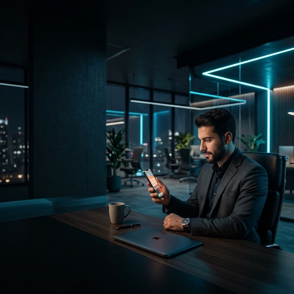 Profesional gestionando finanzas en entorno corporativo moderno